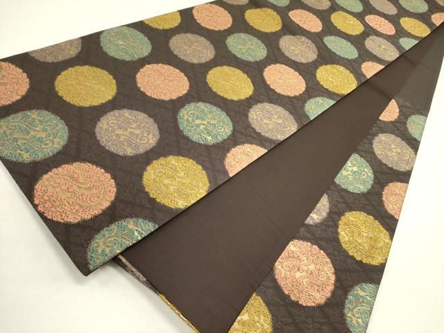 平和屋着物○六通柄袋帯 唐織 花唐草文 金糸 正絹 逸品 DABB7261op