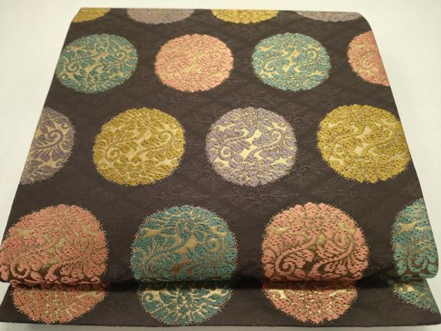 平和屋着物●六通柄袋帯　唐織　亀甲花唐草竹文　金糸　正絹　逸品　DAAY0402ob 平和屋着物○六通柄袋帯 唐織 花唐草文 金糸 正絹 逸品 DABB7261op