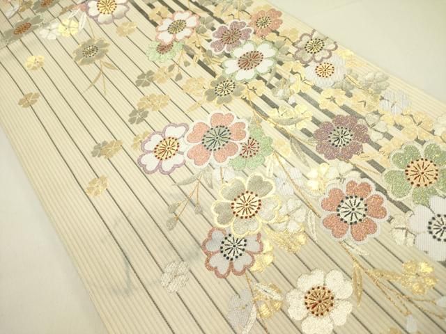 平和屋着物○六通柄袋帯 枝垂れ桜 金銀糸 正絹 逸品 DABB7267op - メルカリ