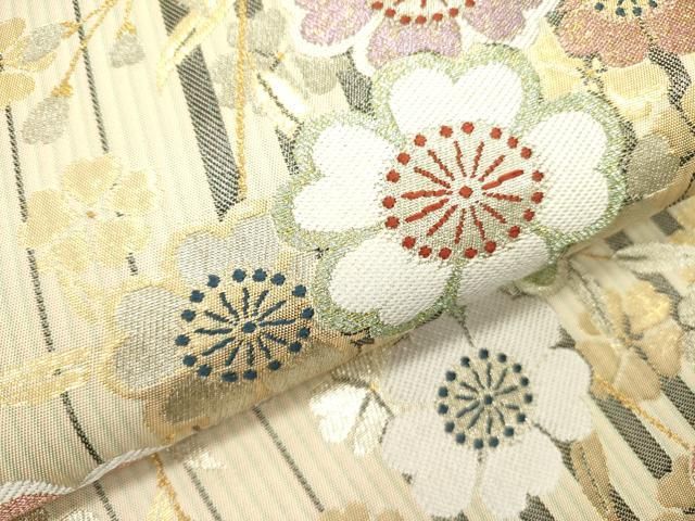 平和屋着物○六通柄袋帯 枝垂れ桜 金銀糸 正絹 逸品 DABB7267op - メルカリ