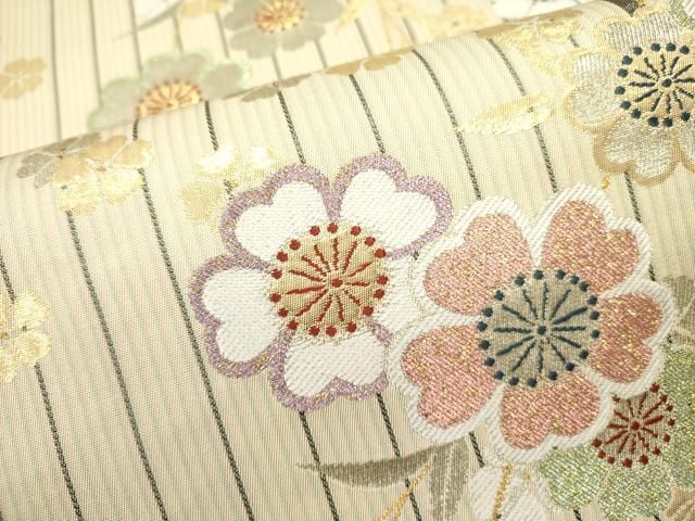 平和屋着物○六通柄袋帯 枝垂れ桜 金銀糸 正絹 逸品 DABB7267op - メルカリ