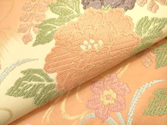  平和屋着物●九寸名古屋帯 唐織 舞蝶花文 金糸 正絹 op 名古屋帯 帯