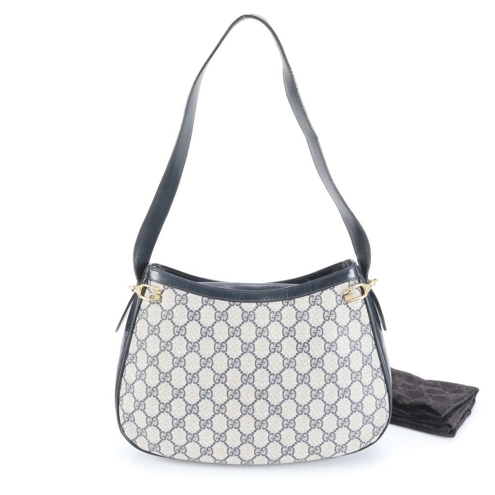 グッチ GGスプリーム レザー ワンショルダーバッグ 肩掛け ハンド 本革 ネイビー 紺 レディース MWM DH 18-10