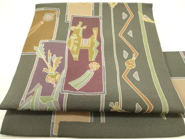 平和屋着物●全通柄九寸名古屋帯 成り物 正絹 op