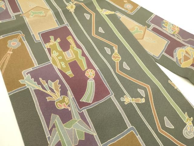 平和屋着物●全通柄九寸名古屋帯 成り物 正絹 op