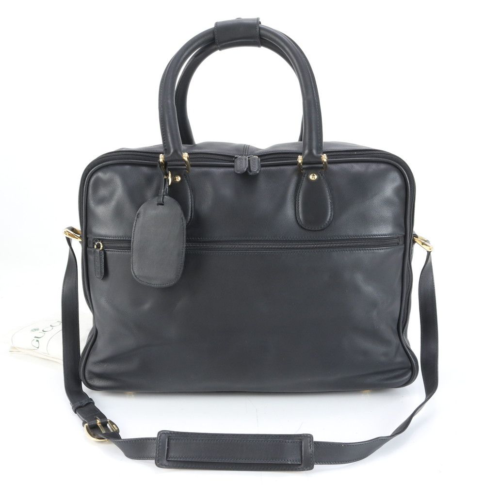 極美品 グッチ 2way ビジネスバッグ A4 斜め掛け GG シマレザー 黒 受け渡し決定】極美品 GUCCI ビジネスバッグ
