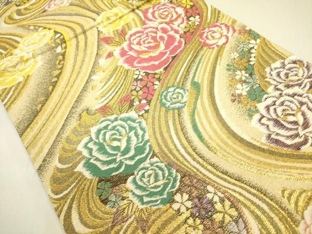 平和屋着物●六通柄袋帯 ダイヤの輝き 金糸 正絹 op