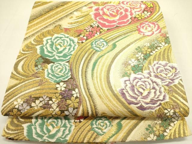 平和屋着物●六通柄袋帯 ダイヤの輝き 金糸 正絹 op