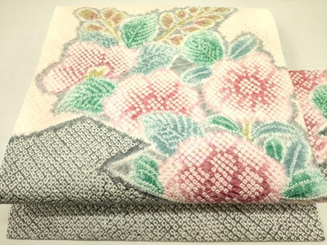 平和屋着物○名門 藤娘きぬたや・総絞り 九寸名古屋帯 総絞り 草花