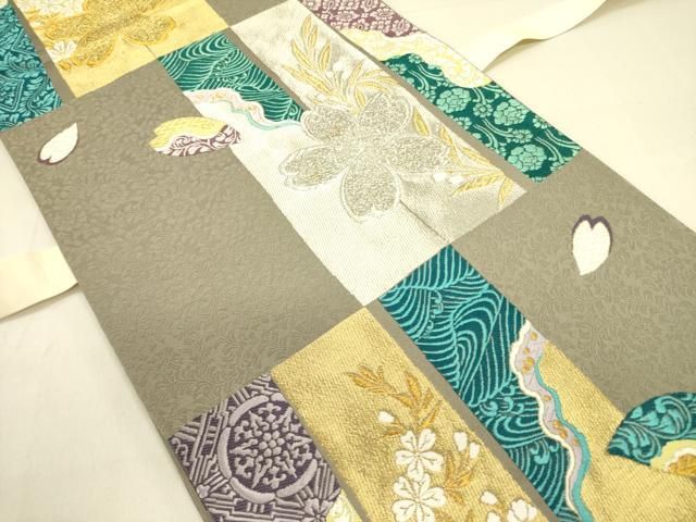 平和屋着物●六通柄袋帯 唐織 舞桜 金銀糸 正絹 op