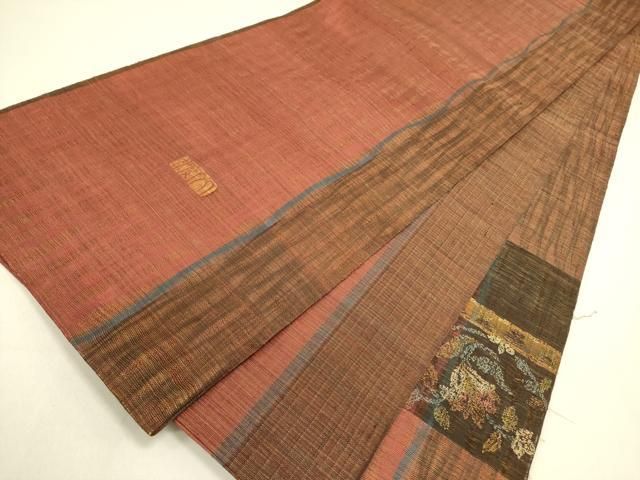 平和屋着物▽西陣 老舗 渡文謹製 手織 すくひ 太鼓柄袋帯 スリー