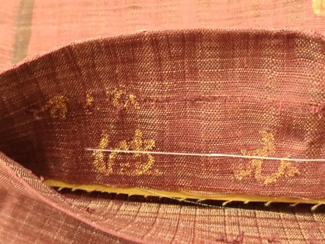 平和屋着物▽西陣 老舗 渡文謹製 手織 すくひ 太鼓柄袋帯 スリー