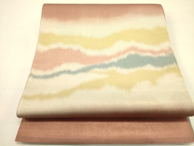 平和屋着物●西陣 川島織物 太鼓柄 本袋帯 霞文 金通し地 正絹 op