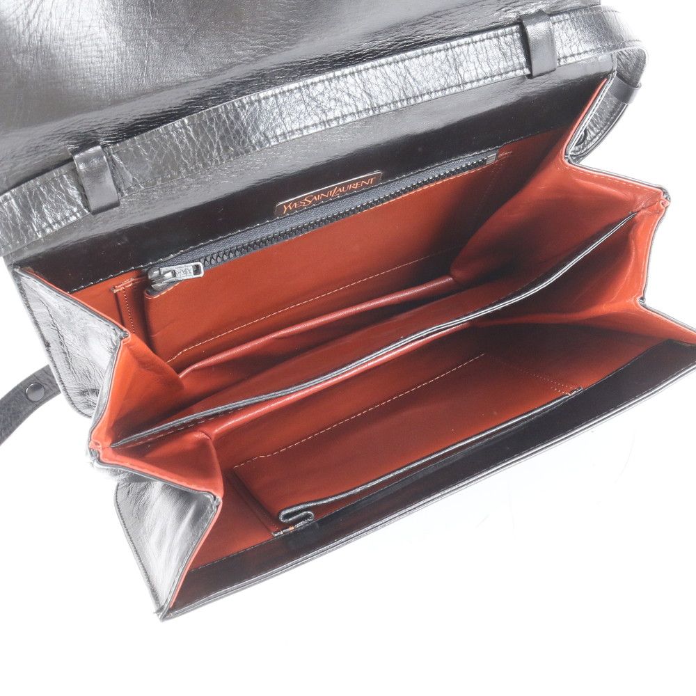 ヴィンテージ イヴ サンローラン YSL レザー 2 WAY ショルダーバッグ 肩掛け ハンド クラッチ ブラック レディース EWM DH 20-2 ショルダーバッグ ショルダーバッグ バッグ