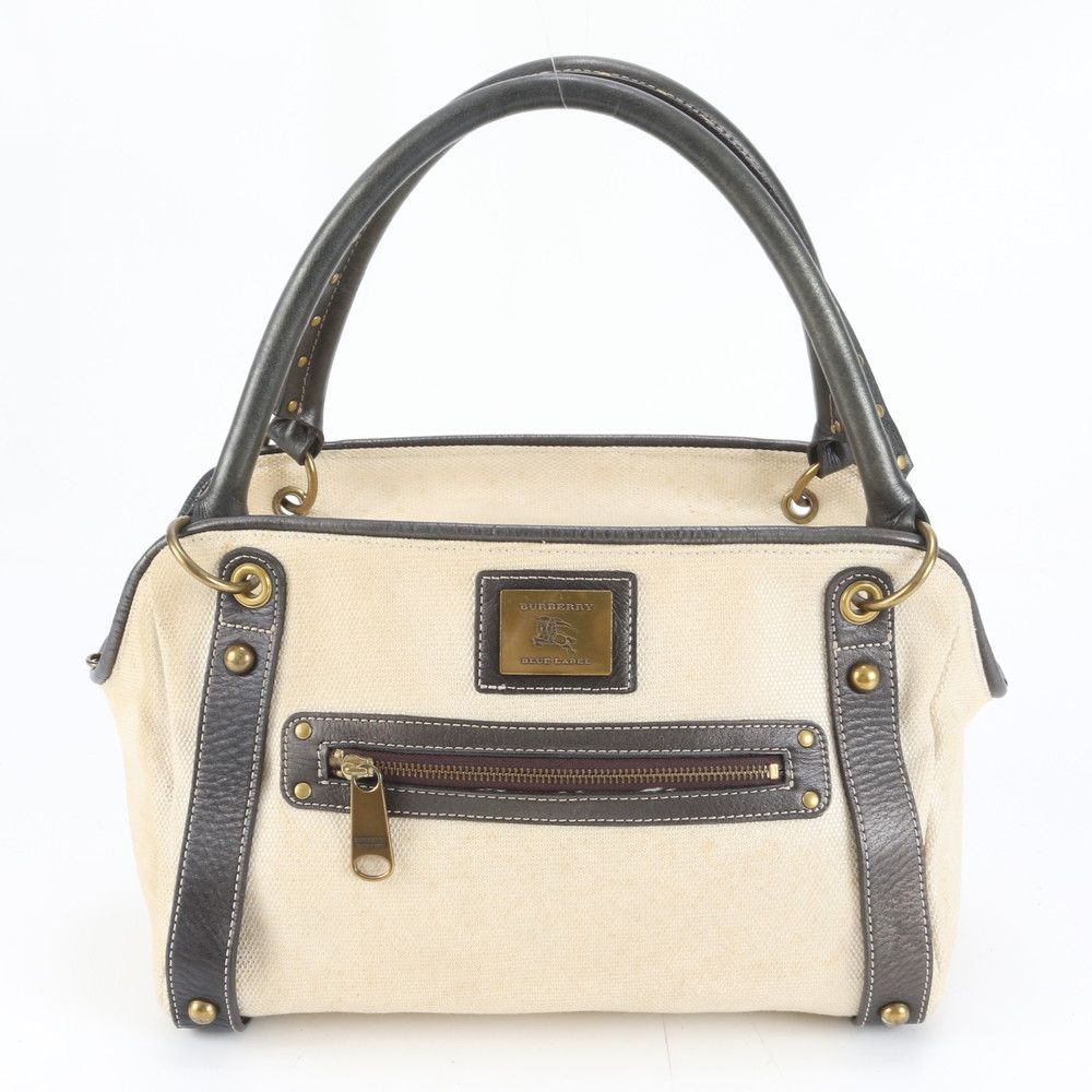 バーバリー レザー キャンバス トート バッグ 肩掛け ショルダー ハンド 本革 レディース EWM DH 20-3