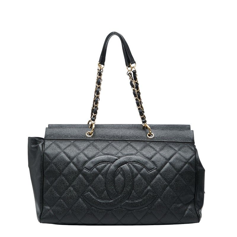 シャネル マトラッセ ココマーク チェーン ボストンバッグ ブラック キャビアスキン レディース CHANEL 1-0244596