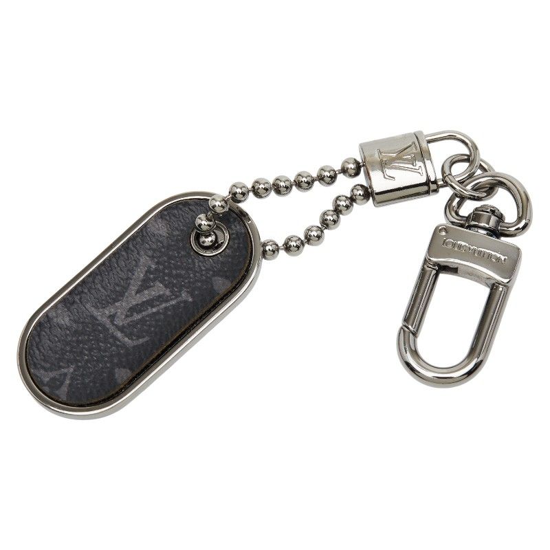 ルイ ヴィトン モノグラム エクリプス ポルトクレ タブ ID キーリング バッグチャーム シルバー グレー メタル PVC レディース LOUIS VUITTON 1-0246274