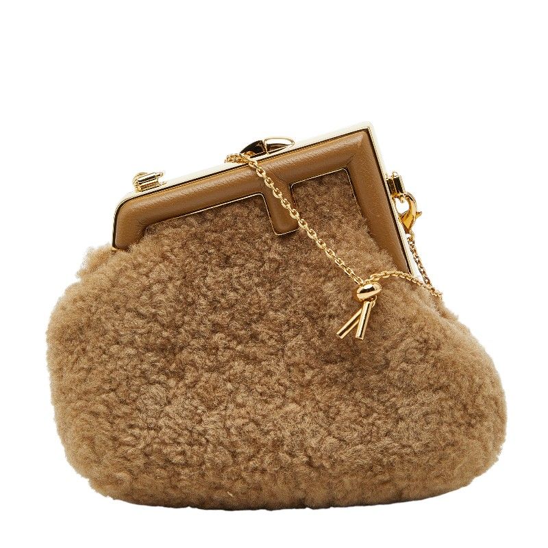 フェンディ ファースト ナノ チャーム チェーンショルダー ポーチ コインケース キーホルダー 7 AS 051 ブラウン ボア レディース FENDI 1-0246917