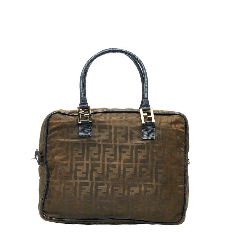 フェンディ ズッカ ハンドバッグ ショルダーバッグ 2 WAY カーキグリーン ネイビー ナイロン レザー レディース FENDI 1-0246937