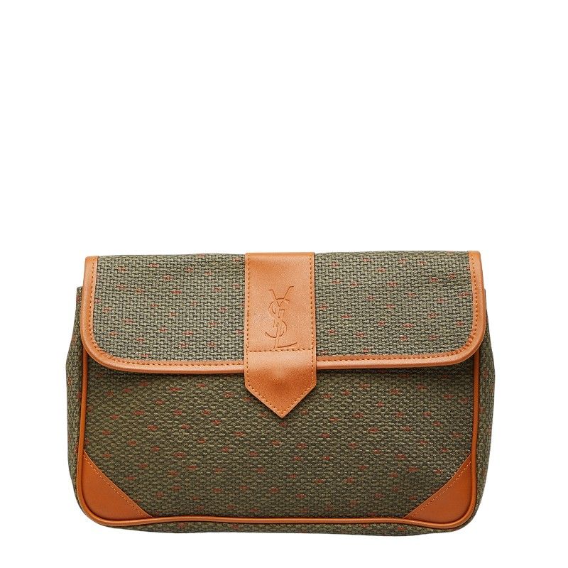サンローラン YSLロゴ クラッチバッグ セカンドバッグ カーキグリーン