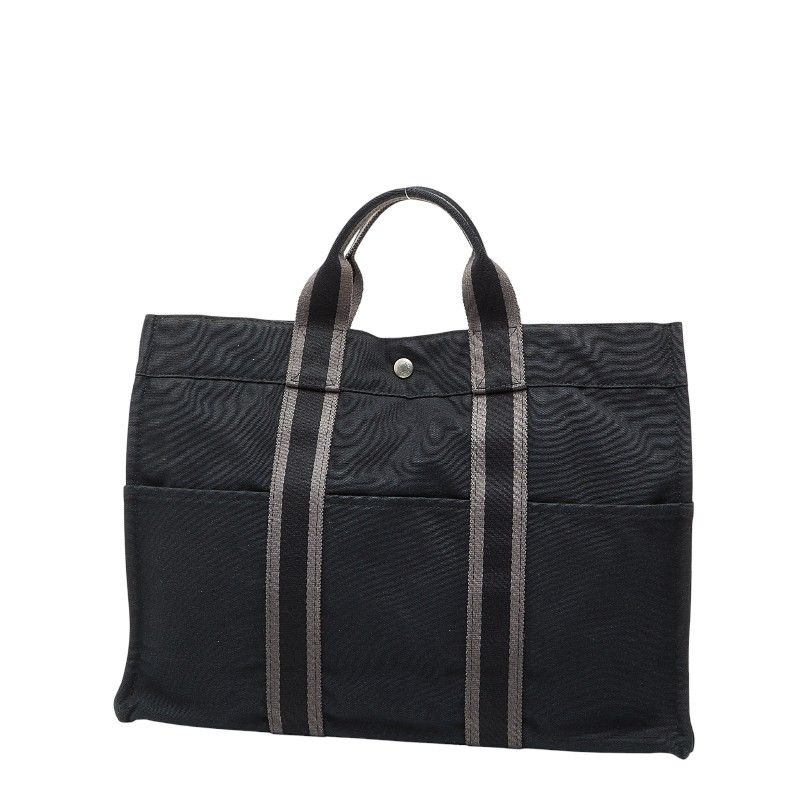 エルメス フールトゥMM トートバッグ ハンドバッグ ブラック グレー