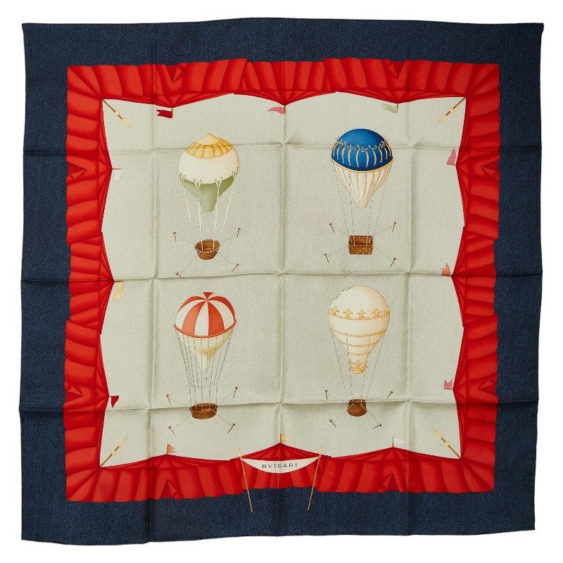 ブルガリ 総柄 ネイビー マルチカラー シルク レディース BVLGARI 1-0249945