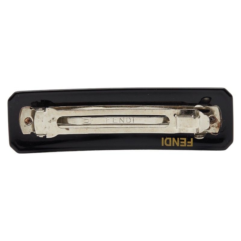 フェンディ FFロゴ バレッタ ヘアアクセサリー ブラウン シルバー