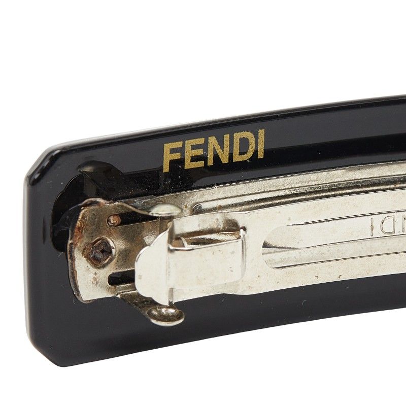 フェンディ FFロゴ バレッタ ヘアアクセサリー ブラウン シルバー