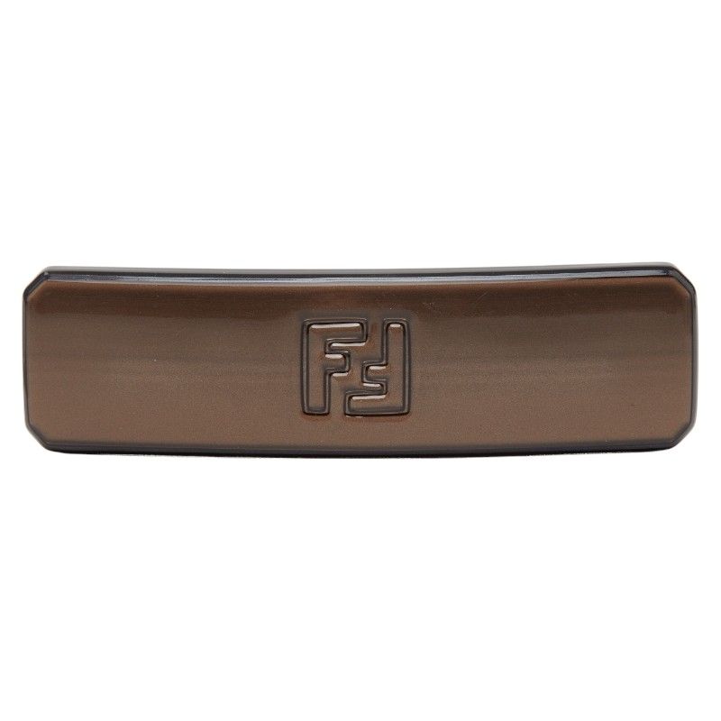 フェンディ FFロゴ バレッタ ヘアアクセサリー ブラウン シルバー