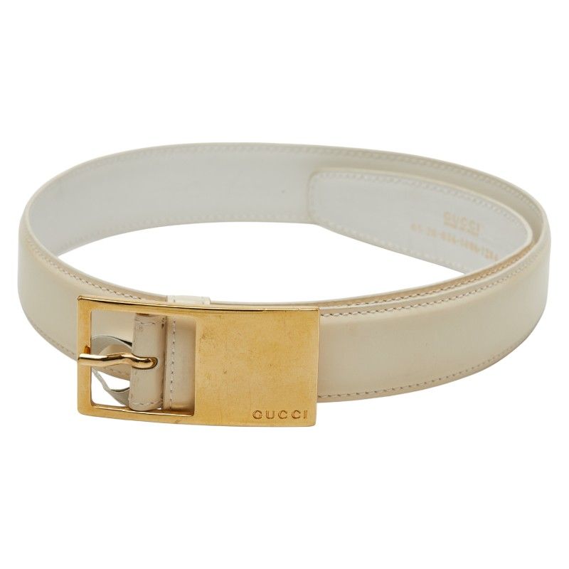 グッチ ベルト サイズ 65 26 036 1406 1284 ホワイト レザー レディース GUCCI 1-0250263