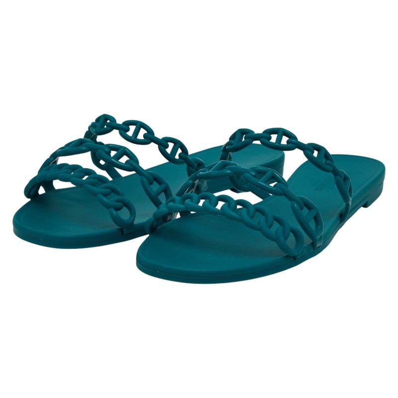 エルメス リヴァージュ シェーヌダンクル サンダル フラット サイズ 36 グリーン ラバー レディース HERMES 240-51065