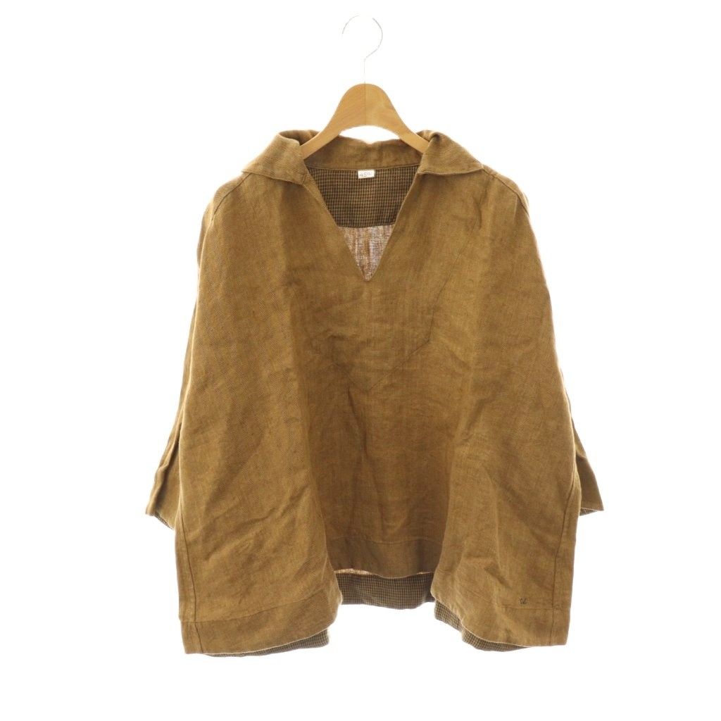 フォーティーファイブアールピーエム 45 R rpm リネンヘリンボーンスキッパーブラウス 0 ブラウンベージュ |DO OS