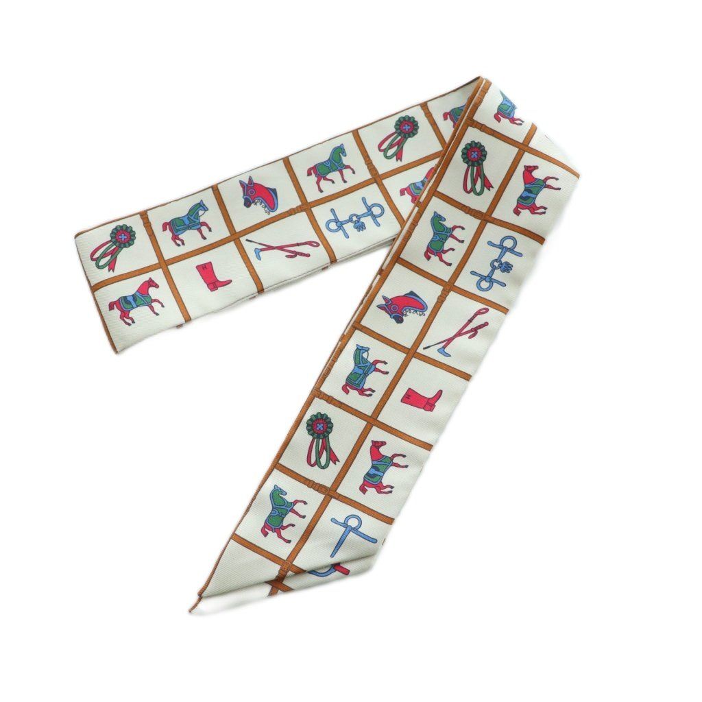 エルメス HERMES Couvertures et Tenues de Jour ツイリー スカーフ シルク 総柄 マルチカラー |MI OS OH