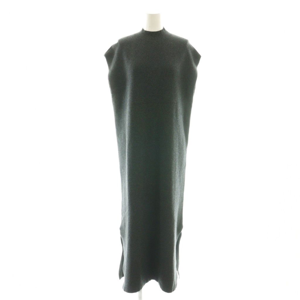 キャバン CABaN コットンカシミヤ ノースリーブロングドレス ニットワンピース S チャコール |CX OS SH