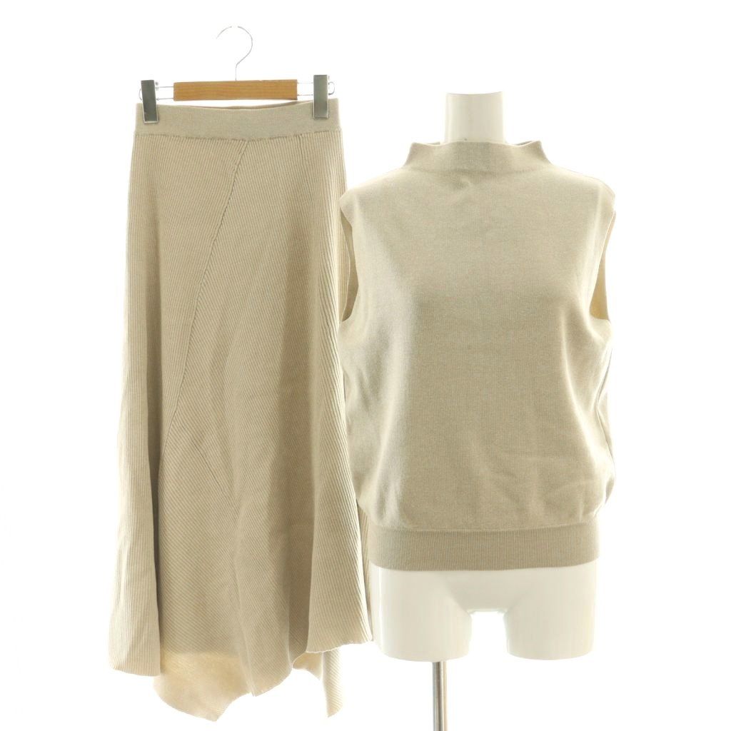アニュアンス ánuans アシンメトリースカートニットセットアップ カットソー ノースリーブ ロング フ F ベージュ |NR OS SH