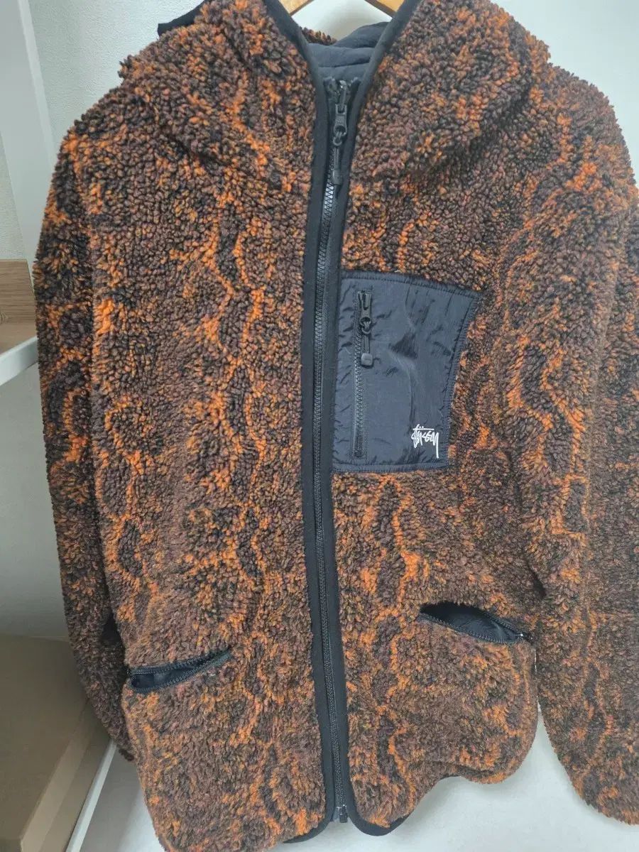 STUSSY スネーク ジャカード リバーシブル シェルパ ジャケット XL