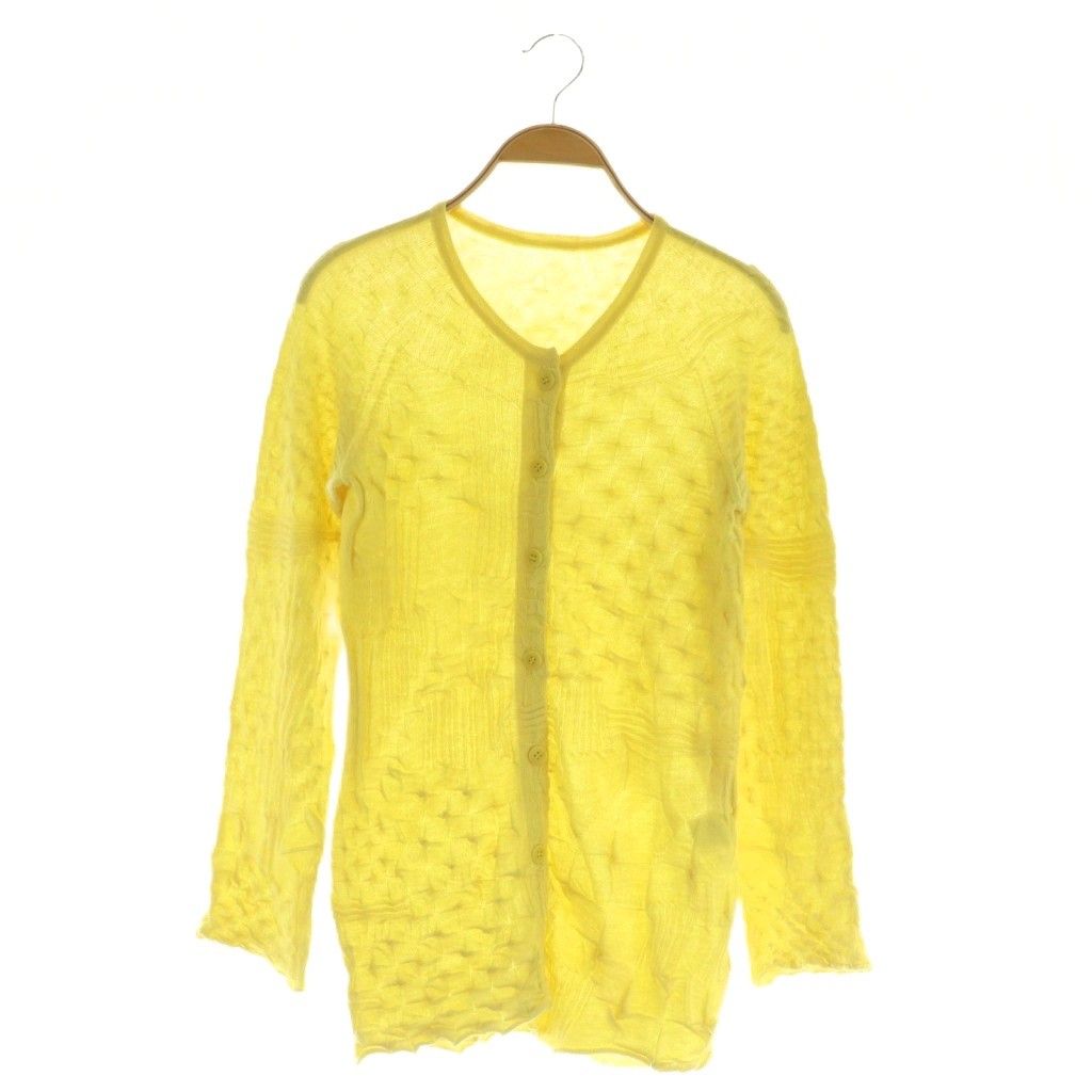 ハート Haat イッセイミヤケ カーディガン ニット 長袖 2 イエロー |MY OS