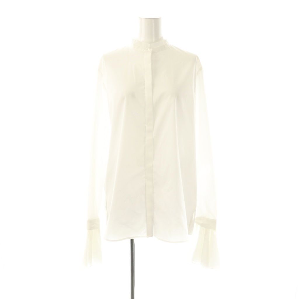 ツウィル TWILL 2 WAY FRILLED SLEEVE BLOUSE ブラウス シャツ 長袖 前開き 白 |NR OS