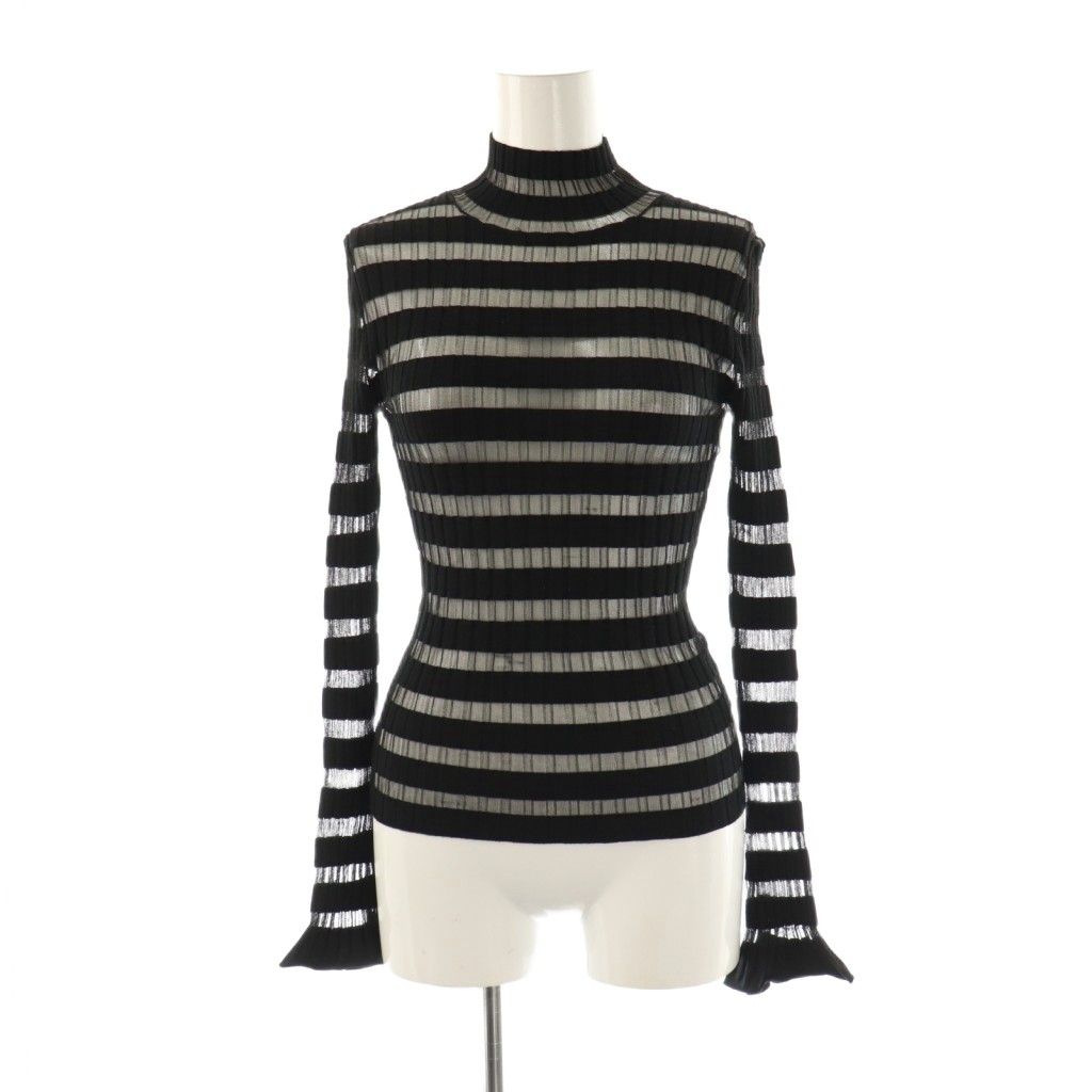 シーニュ Cygne シアーボーダータートル Emme ニット カットソー 長袖 F 黒 |NR OS