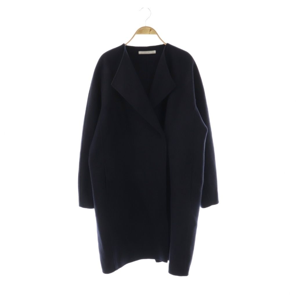 セオリーリュクス theory luxe MOTION MARIO ウールカシミヤ ダブルフェイスコート ノーカラー ロング 40 ネイビー |HK OS