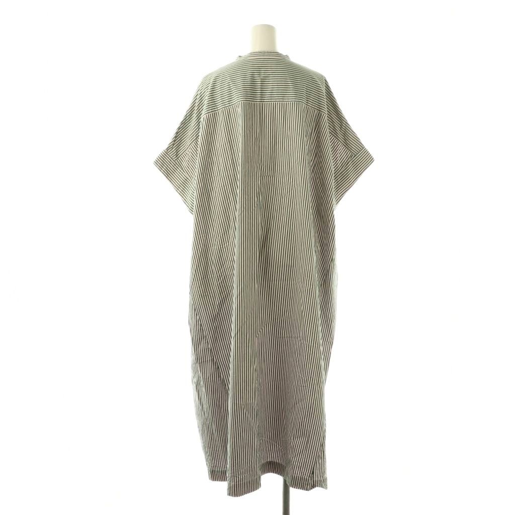 ヌキテパ NE QUITTEZ PAS! 24 SS Poplin Stripe Big Shirts Dress ワンピース 半袖 ロング ストライプ コットン 緑 ピンク |NR OS SH