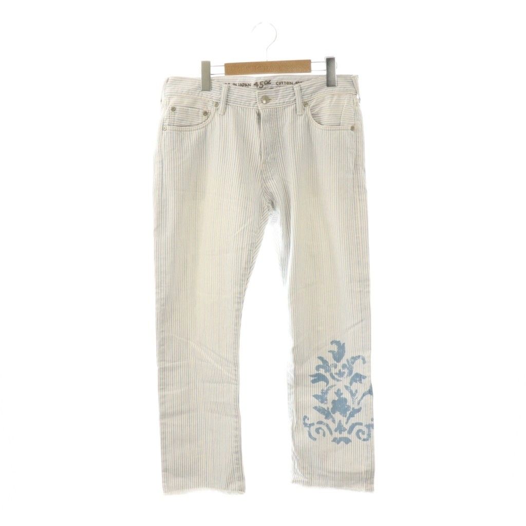 フォーティーファイブアールピーエム 45 R rpm おこめヒッコリーのコイン5 デニムパンツ テーパード ストライプ 30 ライトブルー |HK OS