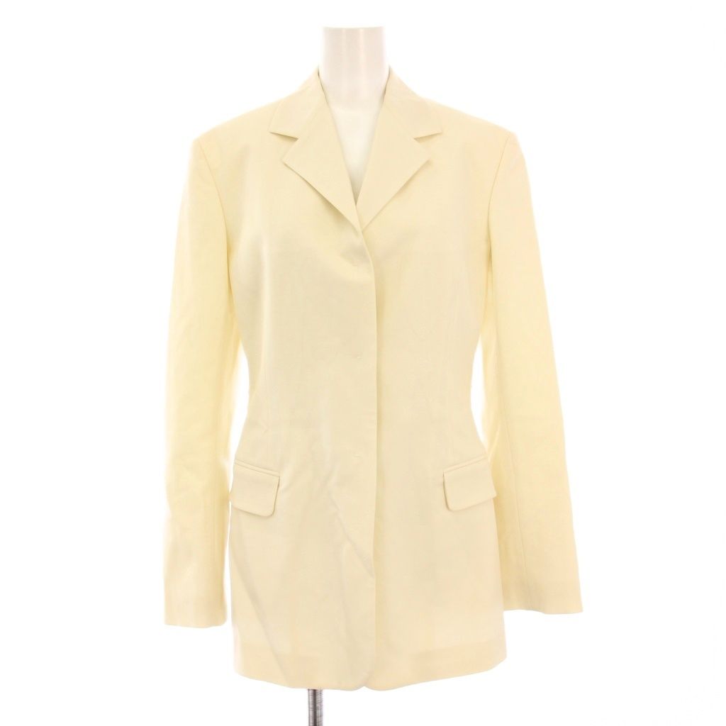 エミリオプッチ EMILIO PUCCI テーラードジャケット アウター ミドル丈 シングル 総裏地 ウール モヘア混 I 40 アイボリー |BB