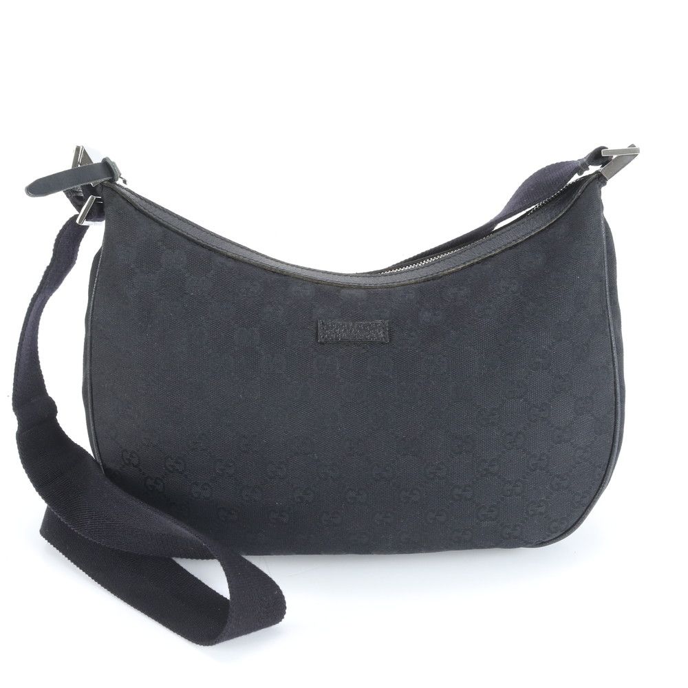 グッチ GGキャンバス 122790 レザー ショルダーバッグ 斜め掛け ハンド ブラック 黒 レディース EUM DD 8-7