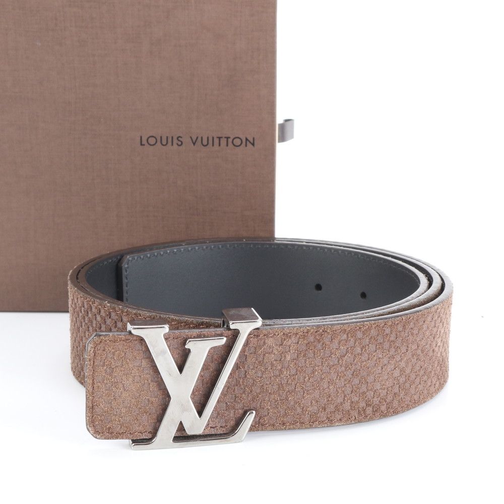 ルイヴィトン マイクロ ダミエ サンチュール LV イニシアル レザー ベルト M 6876 メンズ RUE DD 30-1