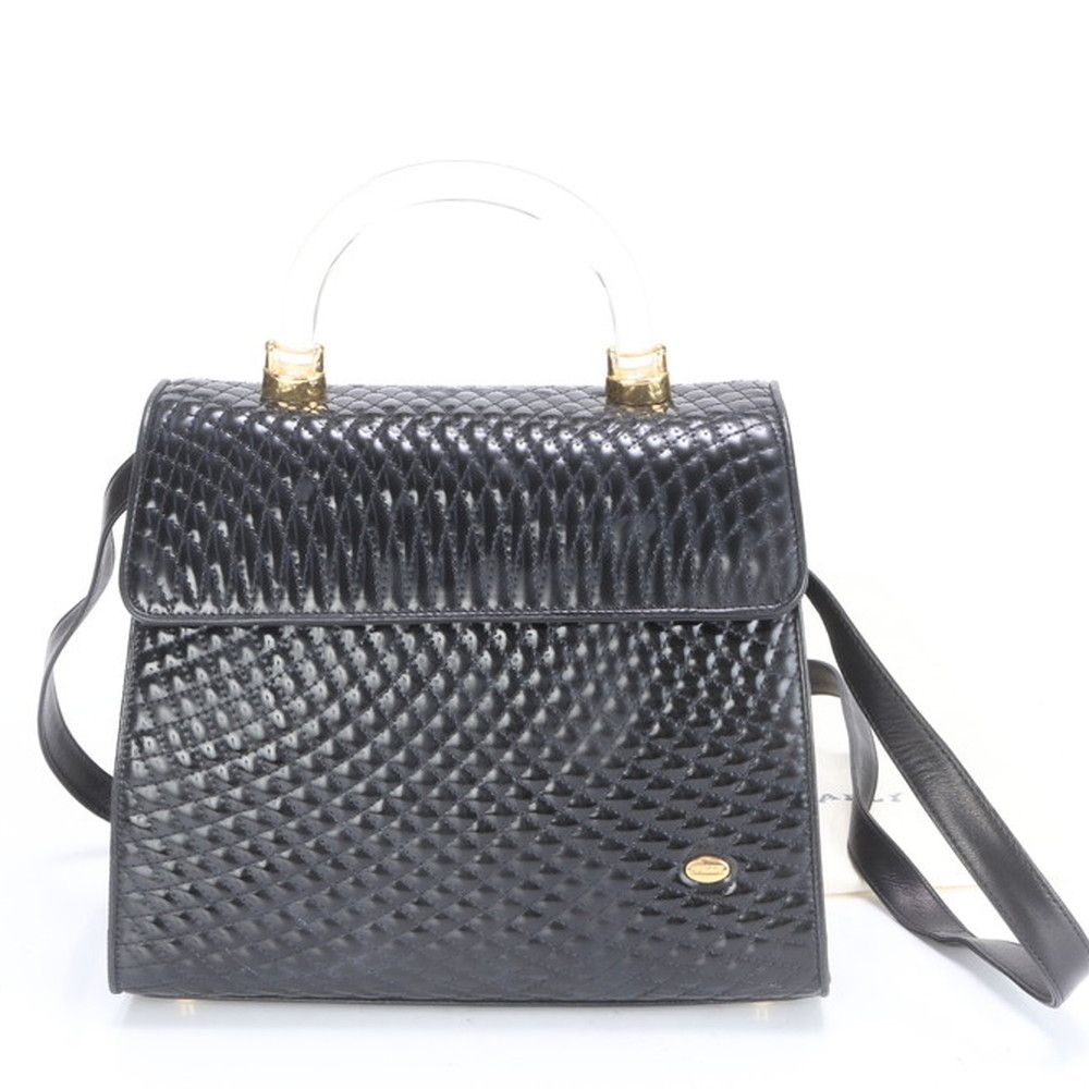 バリー キルティング クリア ハンドル レザー 2 WAY ショルダーバッグ 斜め掛け クロスボディ ハンド トート レディース RRE CG 21-6