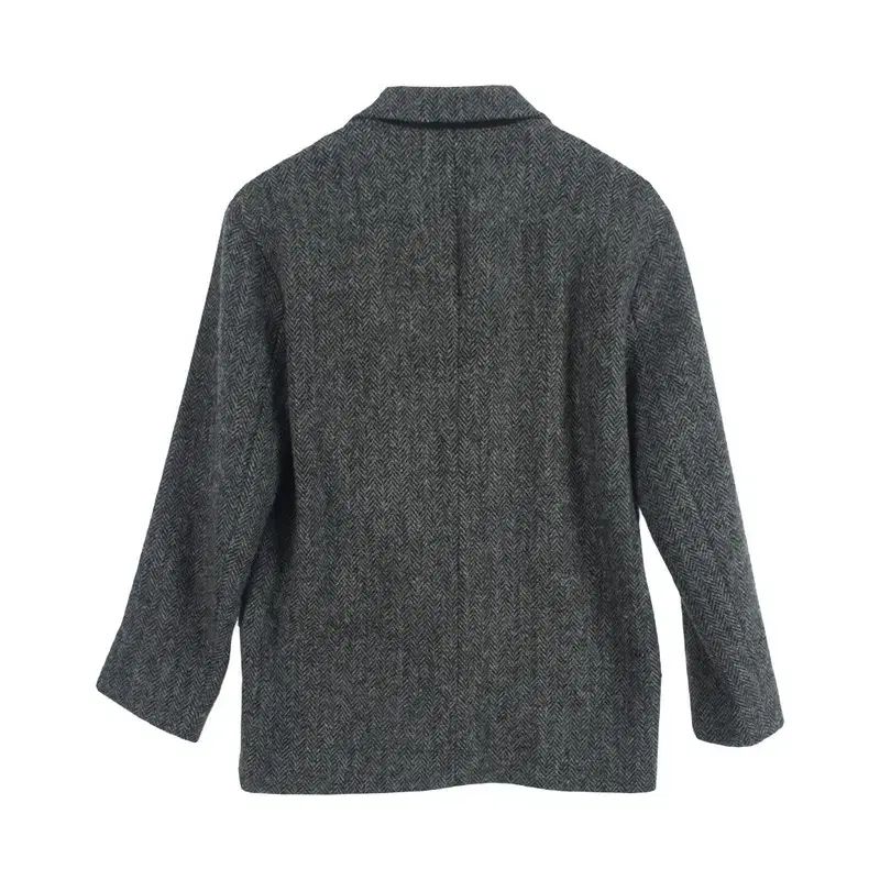 アッテヴァネッサ ブリューノ WOMEN - S ウール ヘリンボーン ワン ボタン ジャケット 差し色 テーラードジャケット 