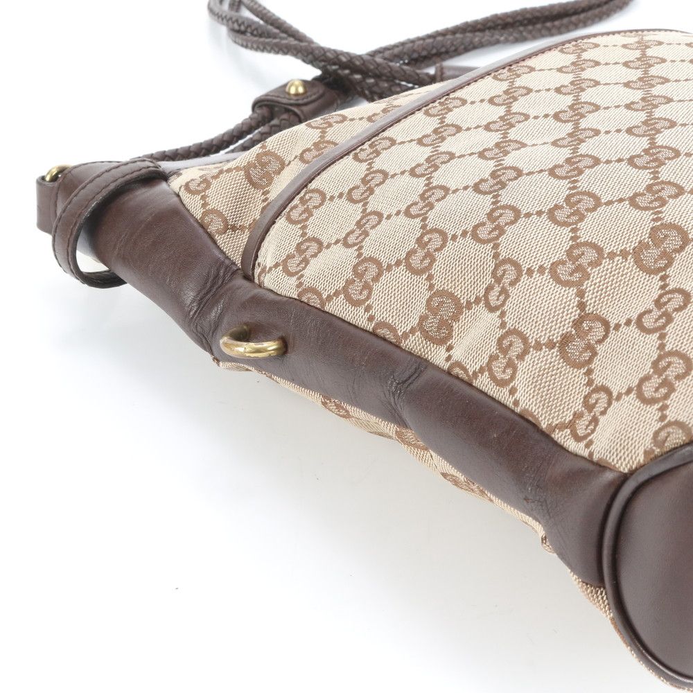 極美品 グッチ GG キャンバス レザー ショルダーバッグ 斜め掛け