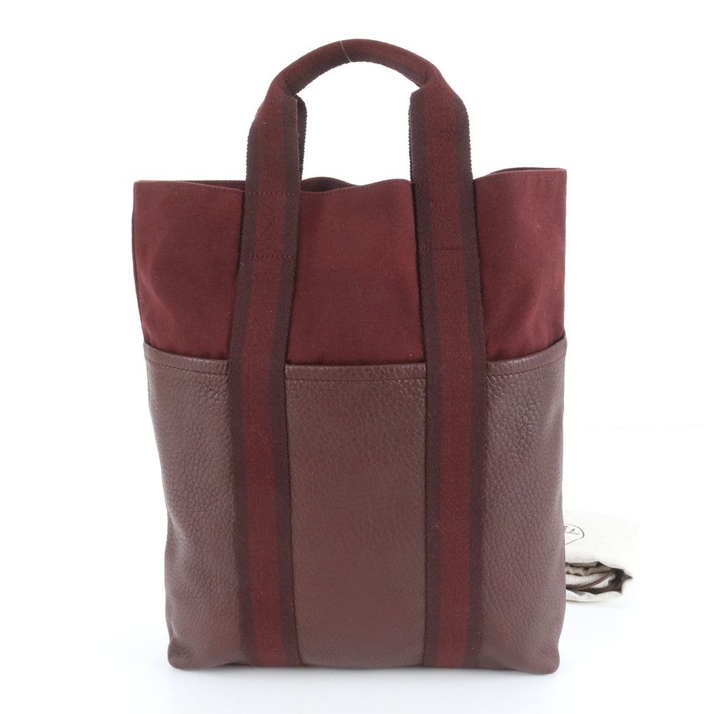 極美品 エルメス フールトゥ カバス ハーフレザー キャンバス トート