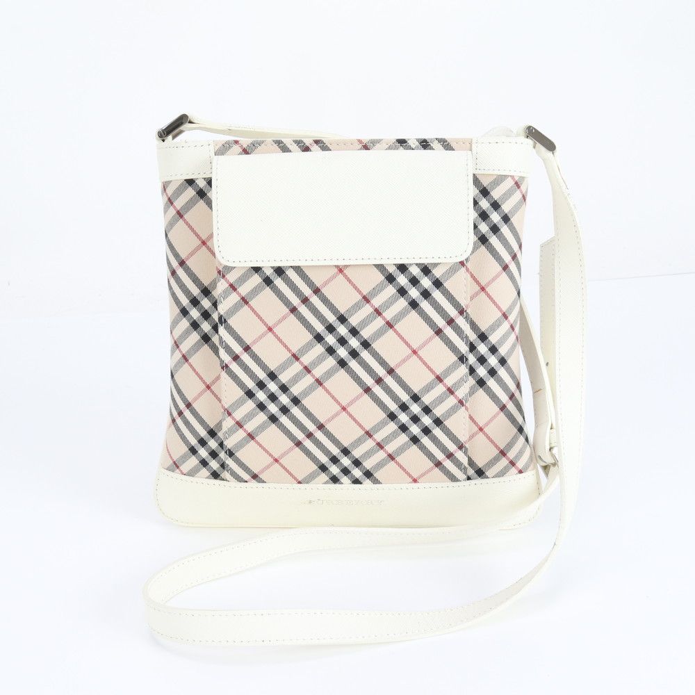 極美品 バーバリー ノバ チェック レザー キャンバス ショルダーバッグ